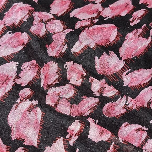 New Anthropologie Entro Metallic Leopard Flowy Semi-Sheer Lined Blouse Size S - Picture 4 of 9